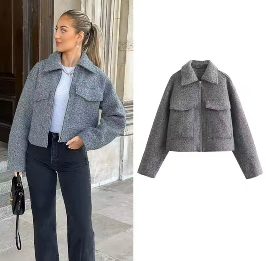 Chaqueta corta de Tweed Gris